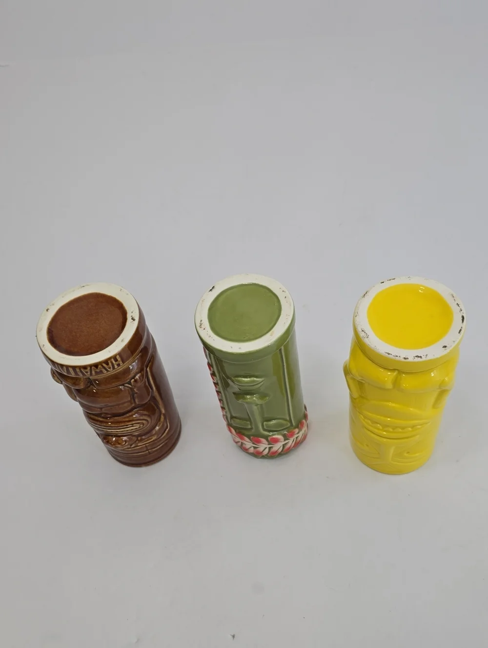 Tiki Novelty Set Of 3 Tiki Porcelain Cups Polynesian Hawaiian Luau